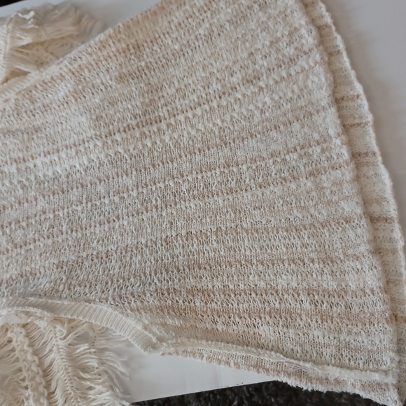 Free people top cream sweater fringed sleeves crochet woven size xs - Picture 8 of 12